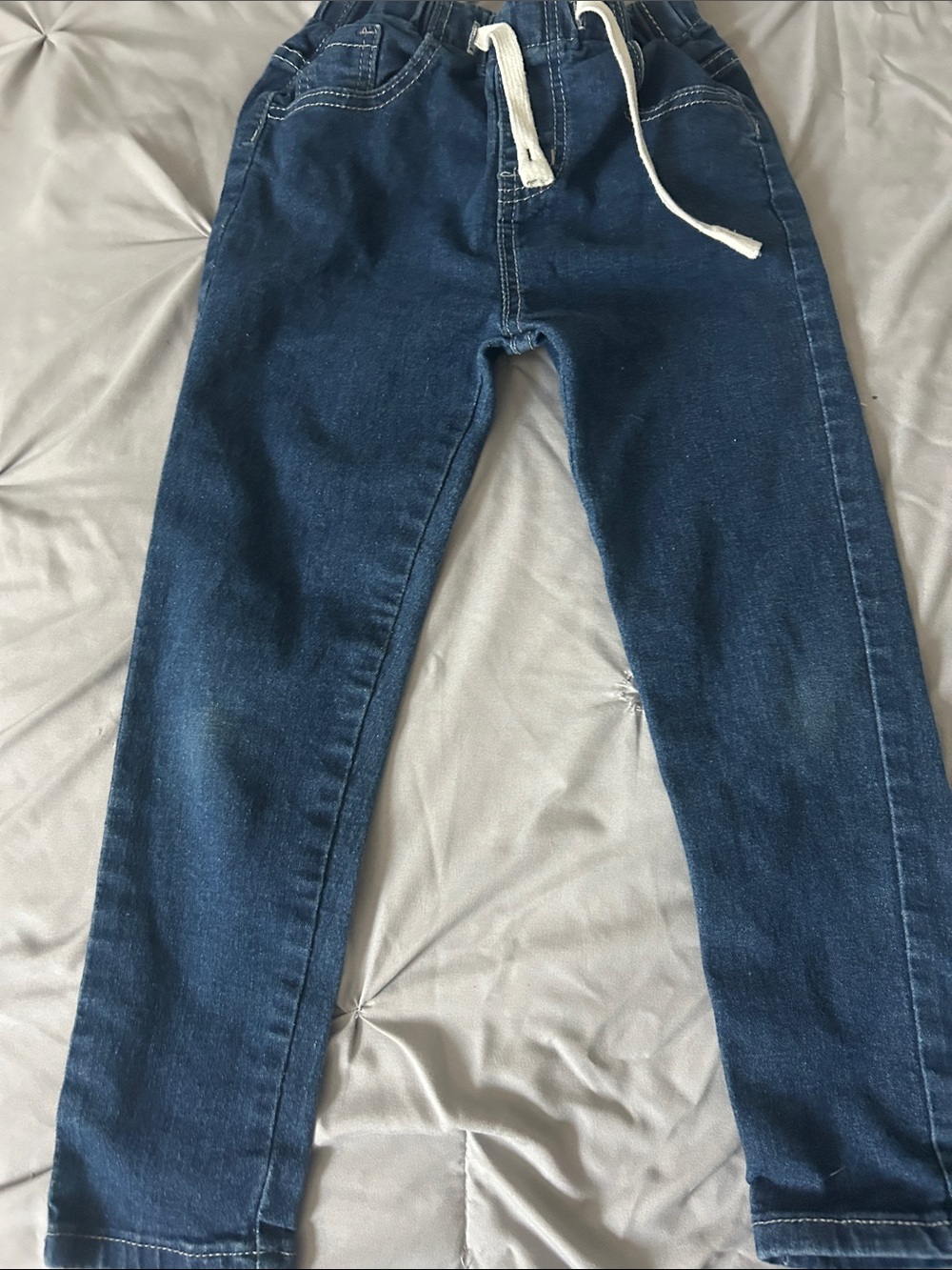 SHEIN Navy Slim Drawstring Jeans for kids